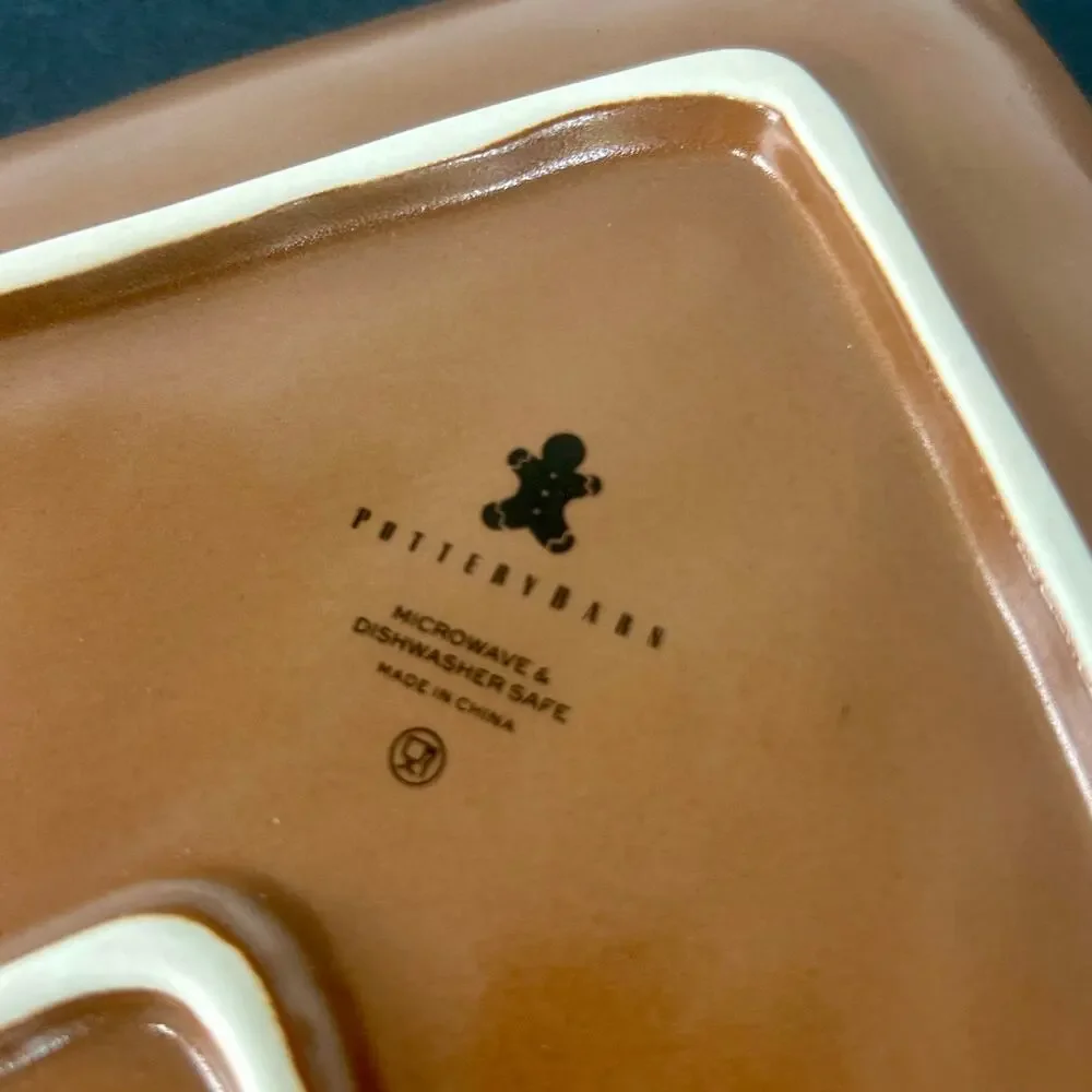 Pottery Barn Gingerbread House Serving Tray Large Christmas Platter 14” Holiday